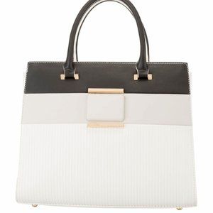 🆕Alessia Massimo Colorblock Top Handle Bag - Black / White / Grey NWT's